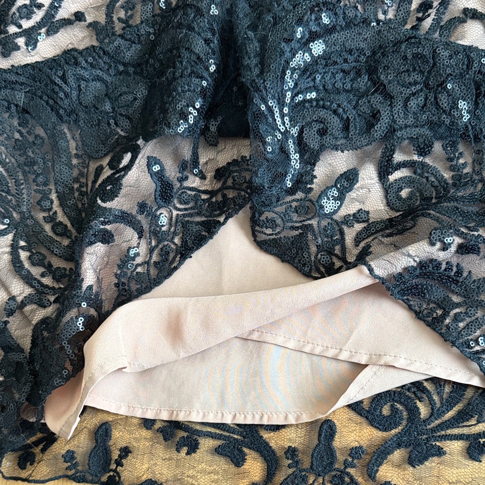 Free People Black Lace Overlay Nude Slip Dress - Picture 3 of 4